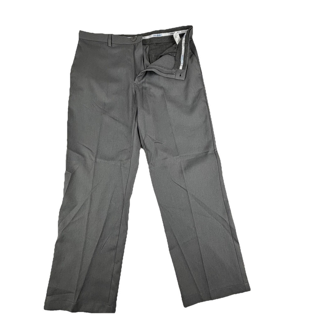 Haggar Pants Mens 36x29 Gray Classic Fit Dress Work Trousers Polyester Easy Care